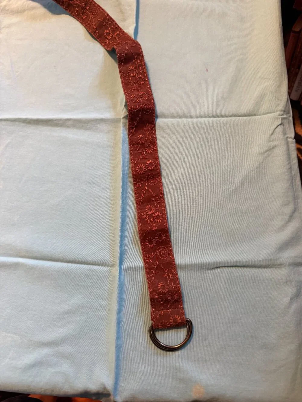 Womens'/Unisex Brown Ribbon Belt with D Rings
